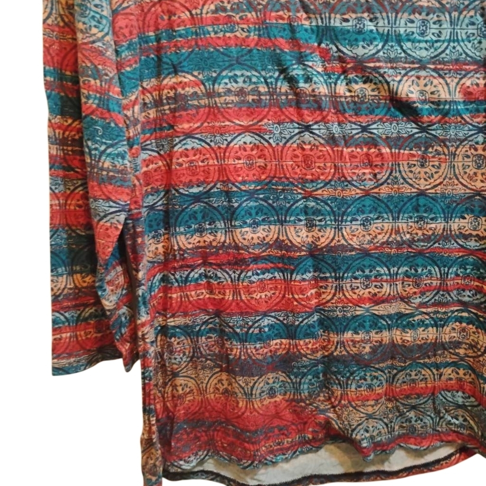 Ruby Rd. Multicolor Patterned Long Sleeve Top - Picture 5 of 11